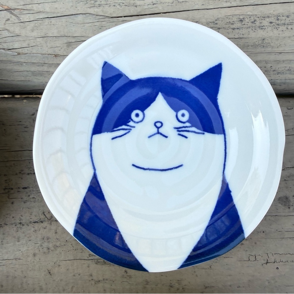 Set of 4 Shichita Mino Yaki cat small plates - Picture 3 of 9